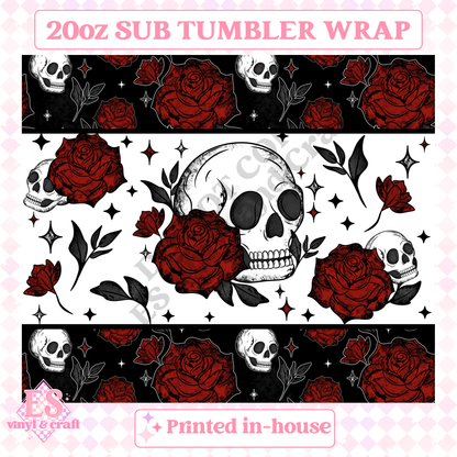 Skull Rose - Full 20oz Tumbler Sublimation Print image 1