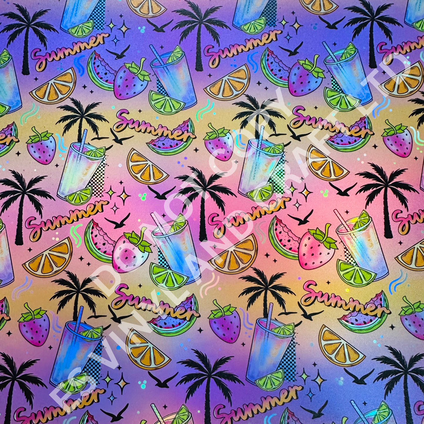Summer Days - Holographic or Normal Printed Vinyl (A4 or 12" x 12") Sheets image 1