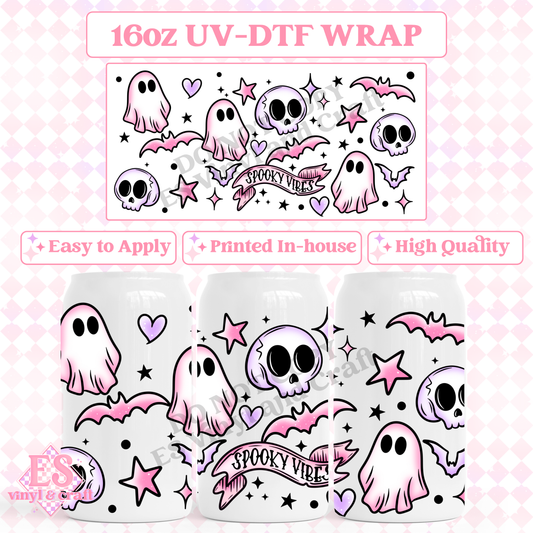 Spooky Vibes - 16oz Beer Can / Libbey UV-DTF Transfer image 0