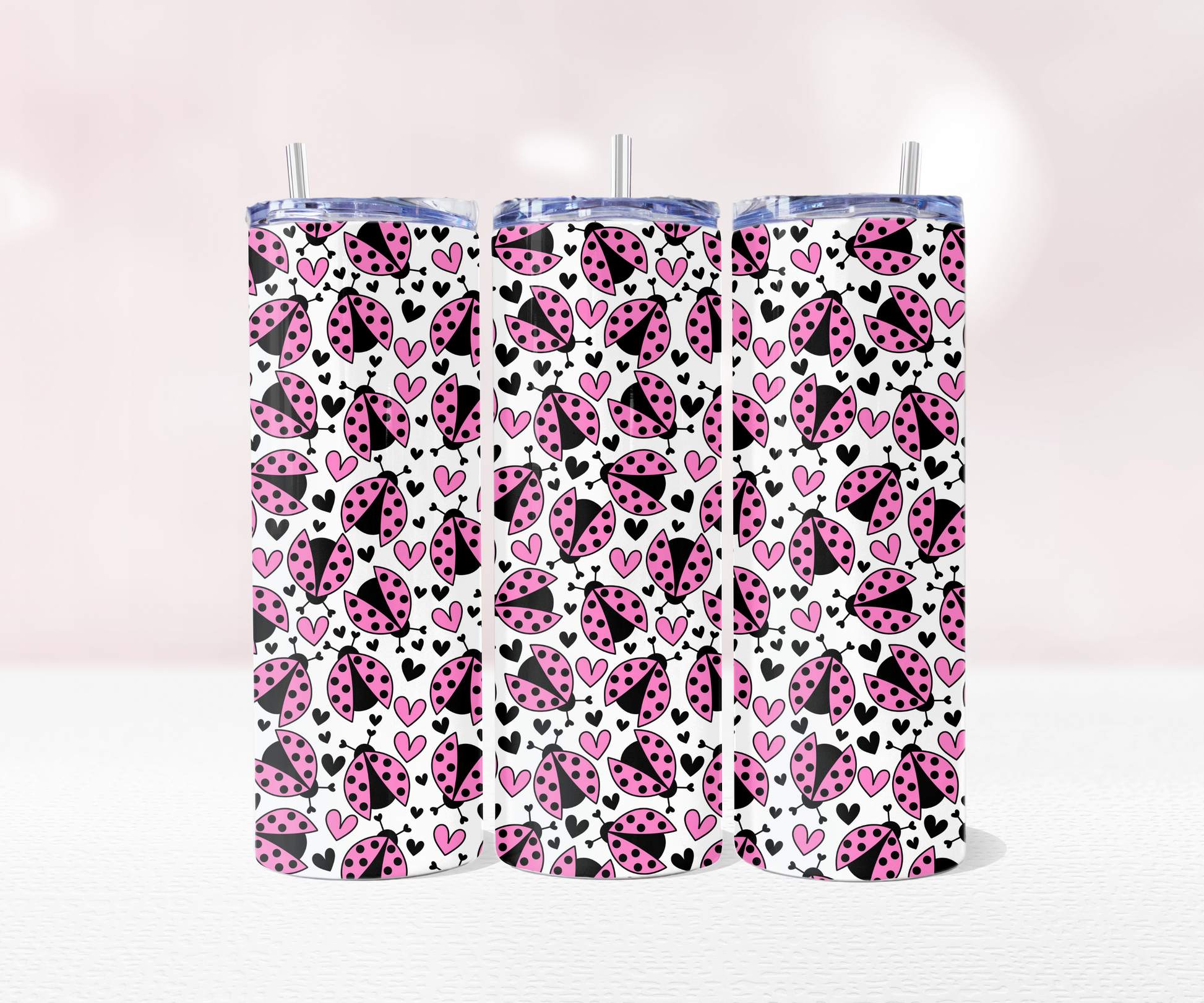 Pink Ladybird Seamless - Pre Printed Sublimation 11oz or 20oz Wrap image 2