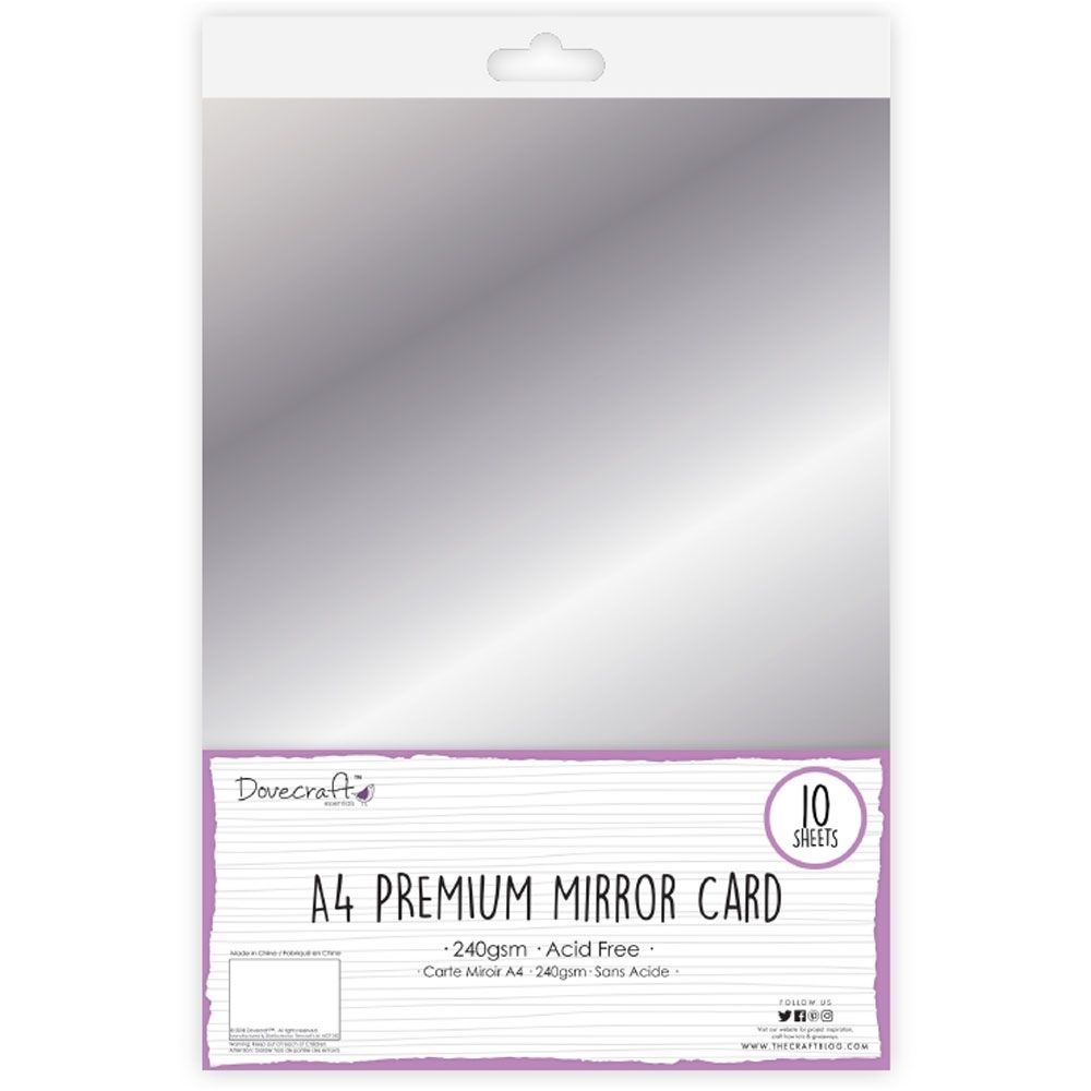 Dovecraft Mirror Card Pack Silver - 240gsm - 10 Sheets image 0