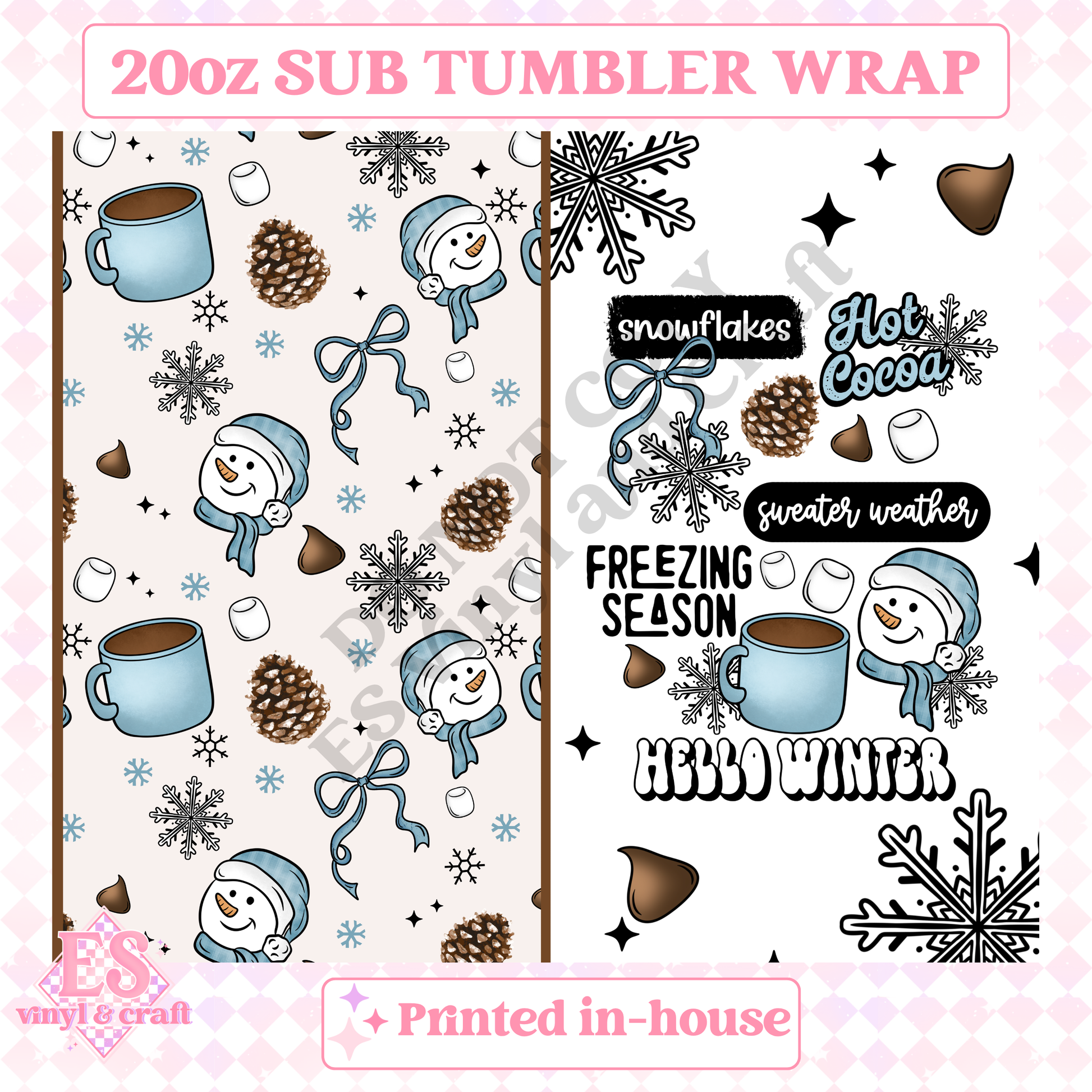 Hello Winter - Full 20oz Tumbler Sublimation Print image 1