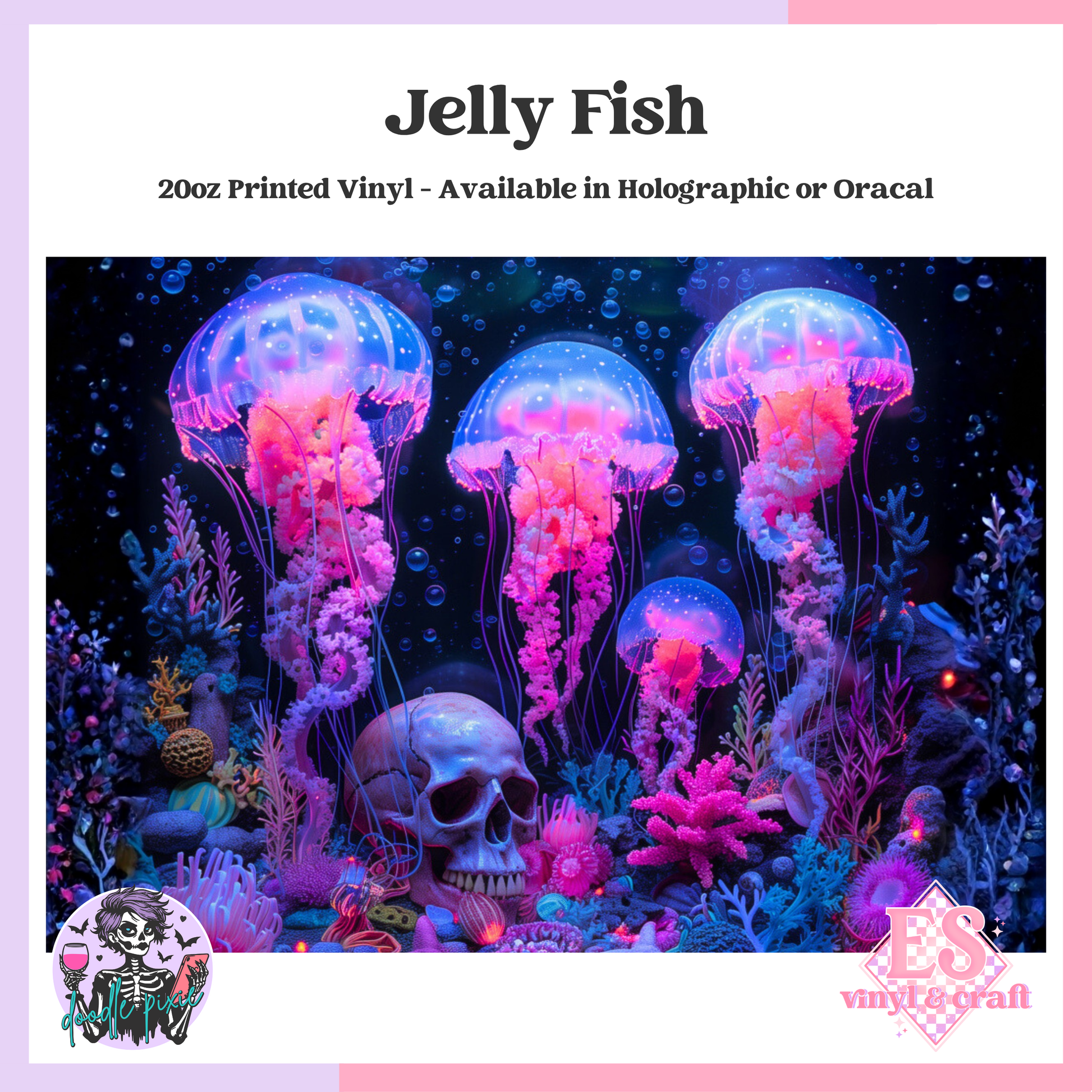 Jelly Fish - 20oz Printed Tumbler Self Adhesive Vinyl image 0