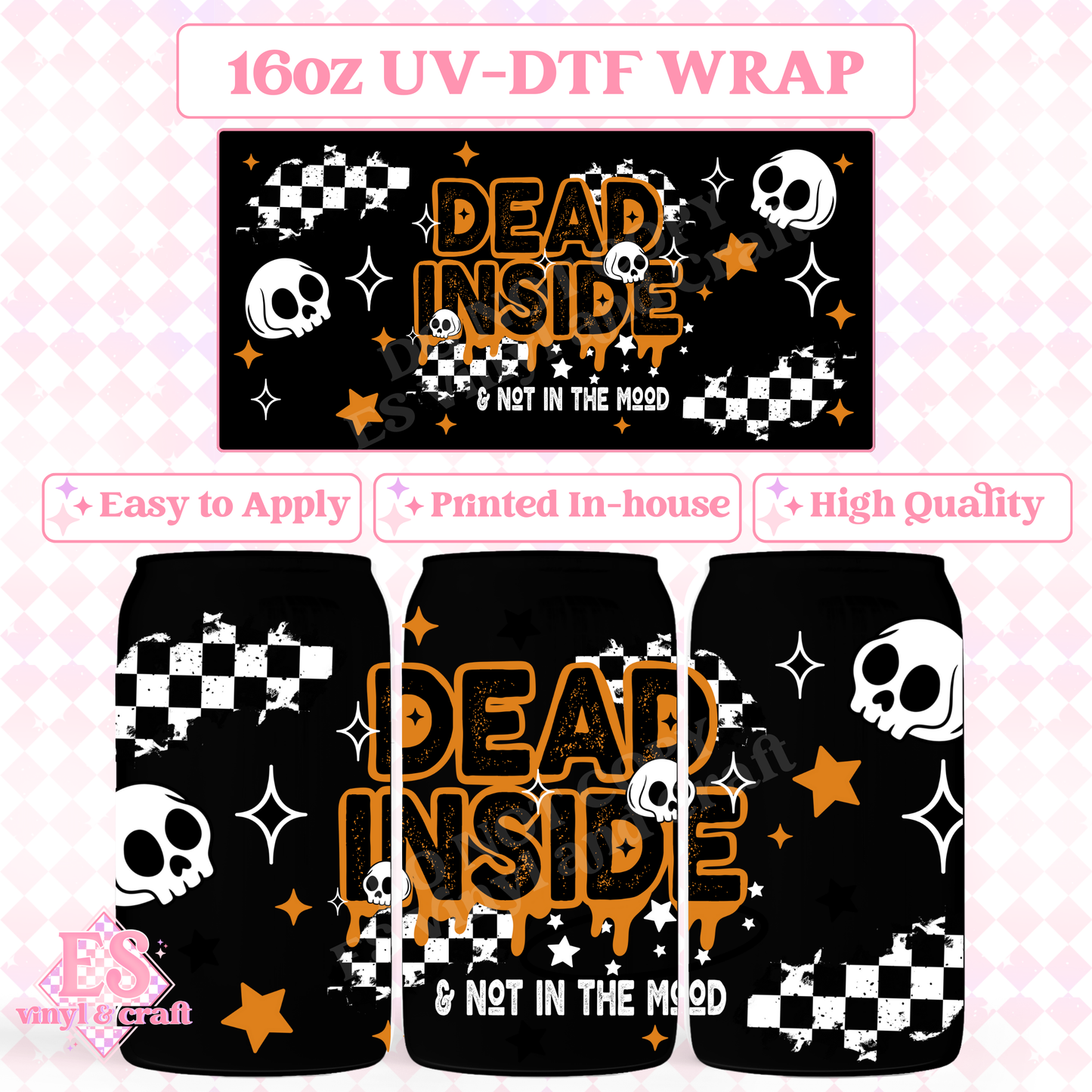 Dead Inside - 16oz Beer Can / Libbey UV-DTF Tran image 0
