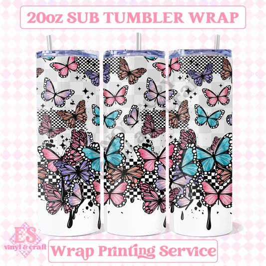 Checker Butterfly - Full 20oz Tumbler Sublimation Print image 0