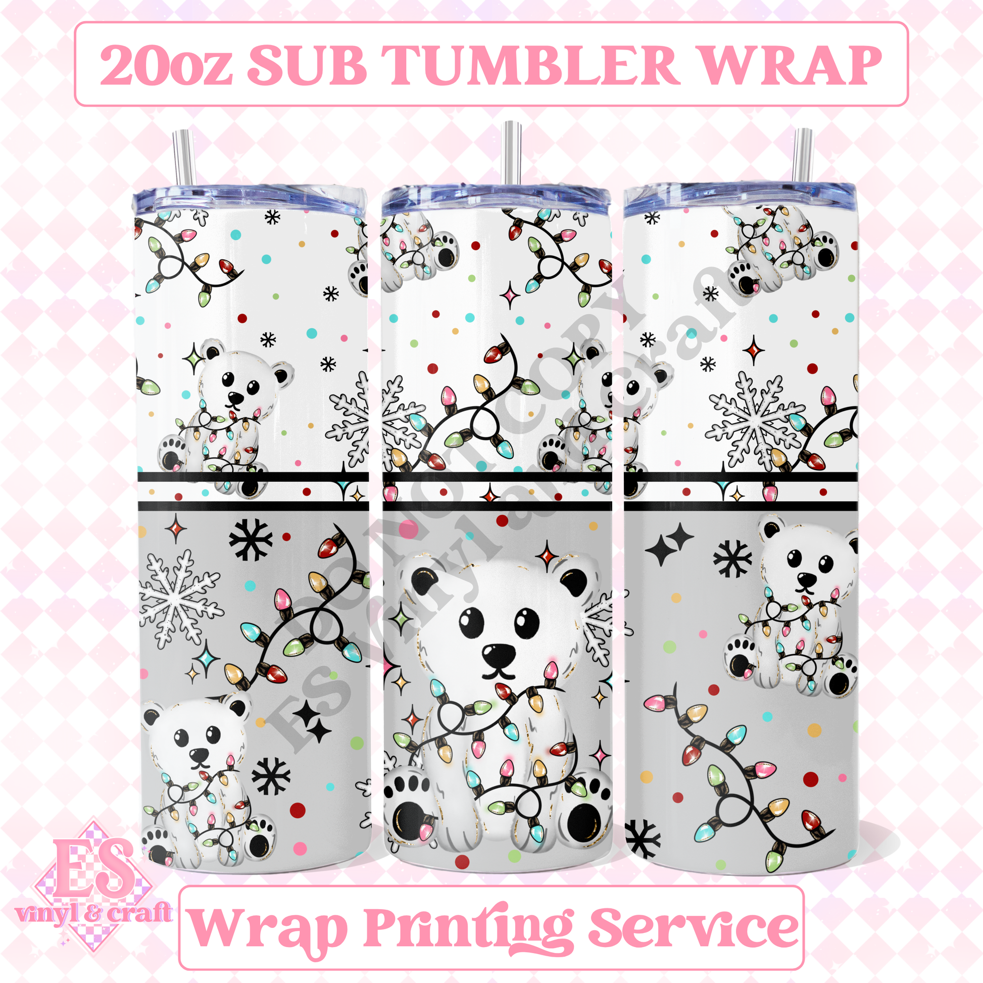 Polar Bear Lights - Full 20oz Tumbler Sublimation Print image 0
