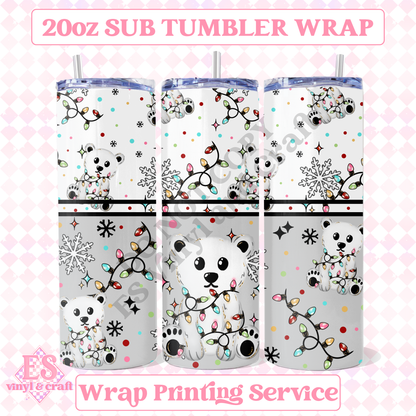 Polar Bear Lights - Full 20oz Tumbler Sublimation Print image 0