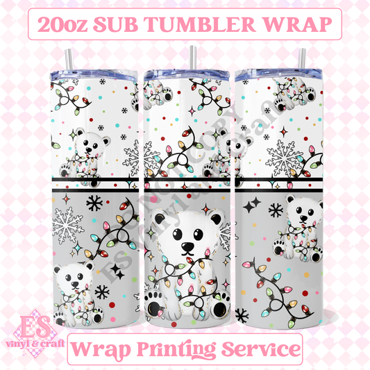 Polar Bear Lights - Full 20oz Tumbler Sublimation Print image 0