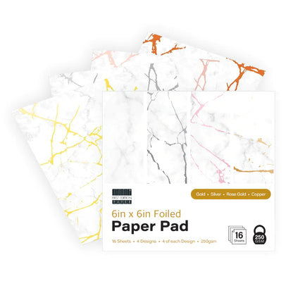 First Edition White Marble 6" X 6" Foiled Paper Pad - 250GSM image 0