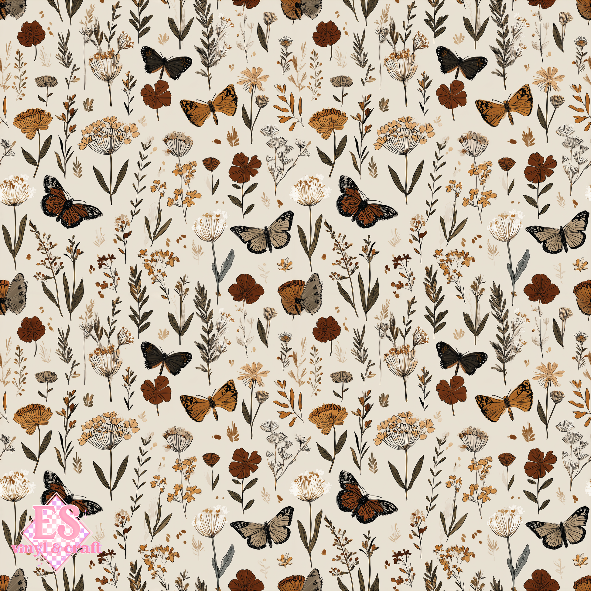 Flutter & Bloom Collection - UV Printed Vinyl 12" x 12" Sheet image 4