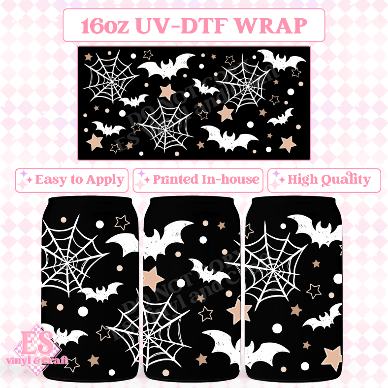 Stars and Bats (White) - 16oz Beer Can / Libbey UV-DTF Transfer image 0