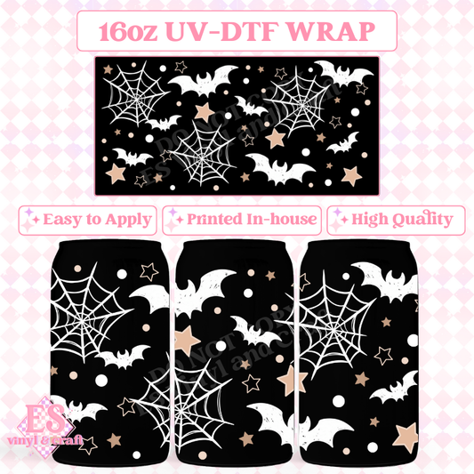Stars and Bats (White) - 16oz Beer Can / Libbey UV-DTF Transfer image 0