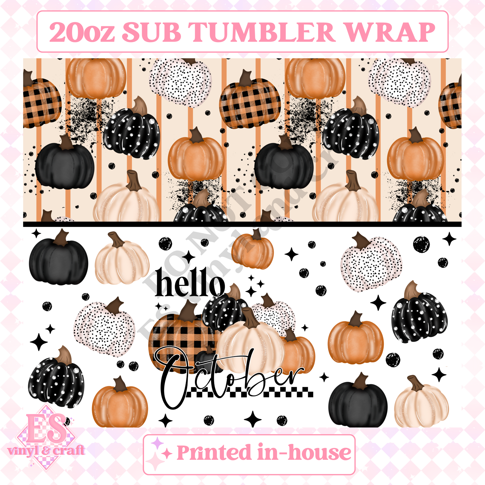 Hello October - Full 20oz Tumbler Sublimation Print image 1