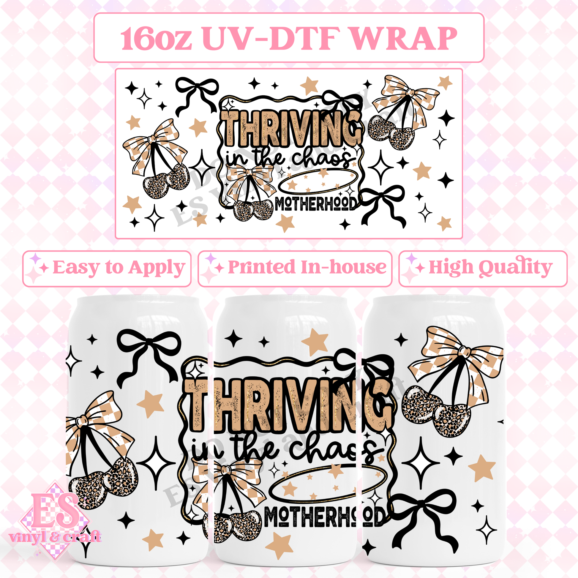 Thriving in Chaos - 16oz Beer Can / Libbey UV-DTF Transfer image 0