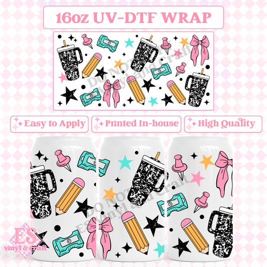 Girly School - 16oz Beer Can / Libbey UV-DTF image 0