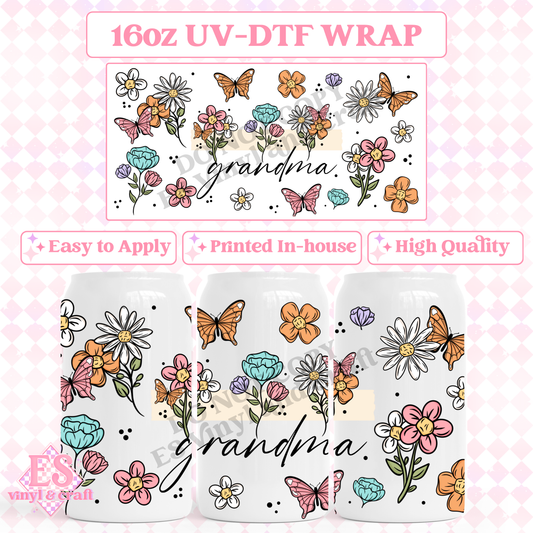 Grandma or Nana - 16oz Beer Can / Libbey UV-DTF Transfer image 0