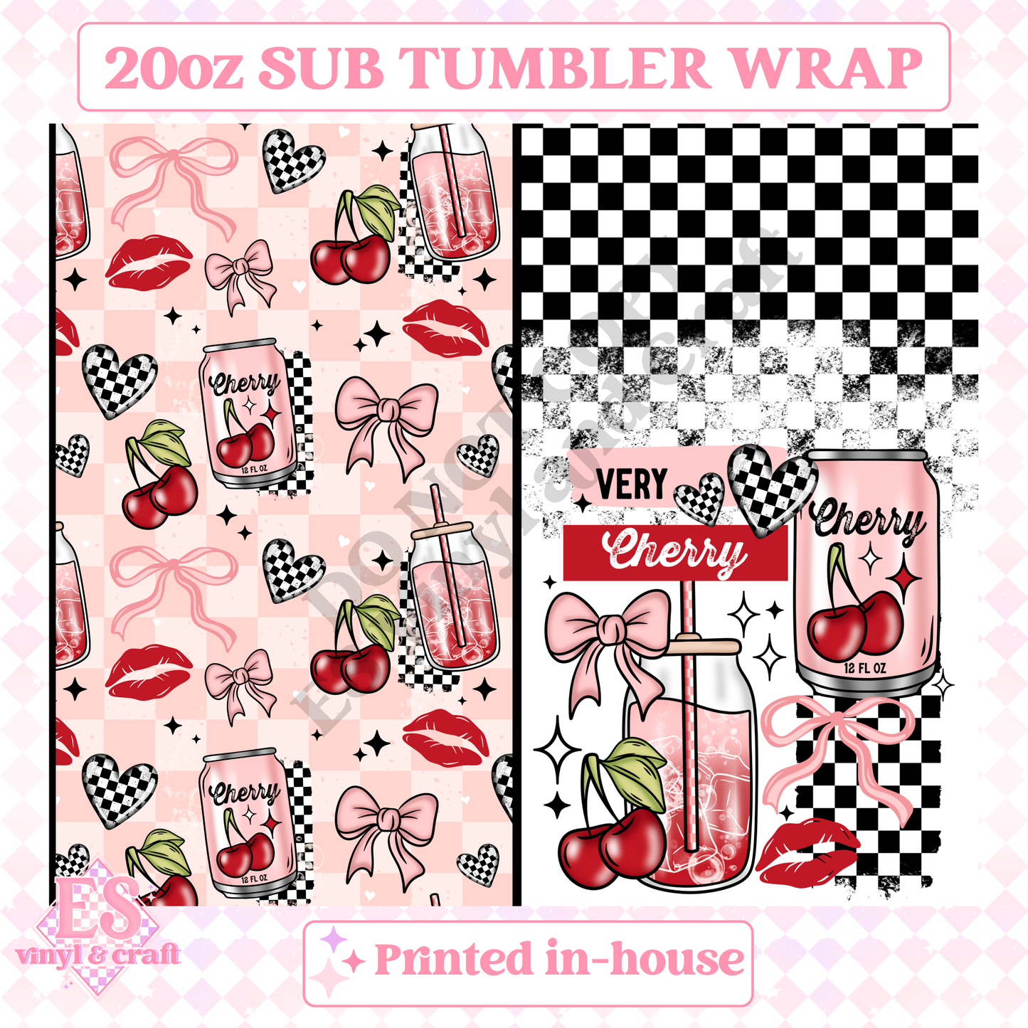 Very Cherry - Full 20oz Tumbler Sublimation Print image 1