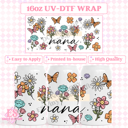 Grandma or Nana - 16oz Beer Can / Libbey UV-DTF Transfer image 1