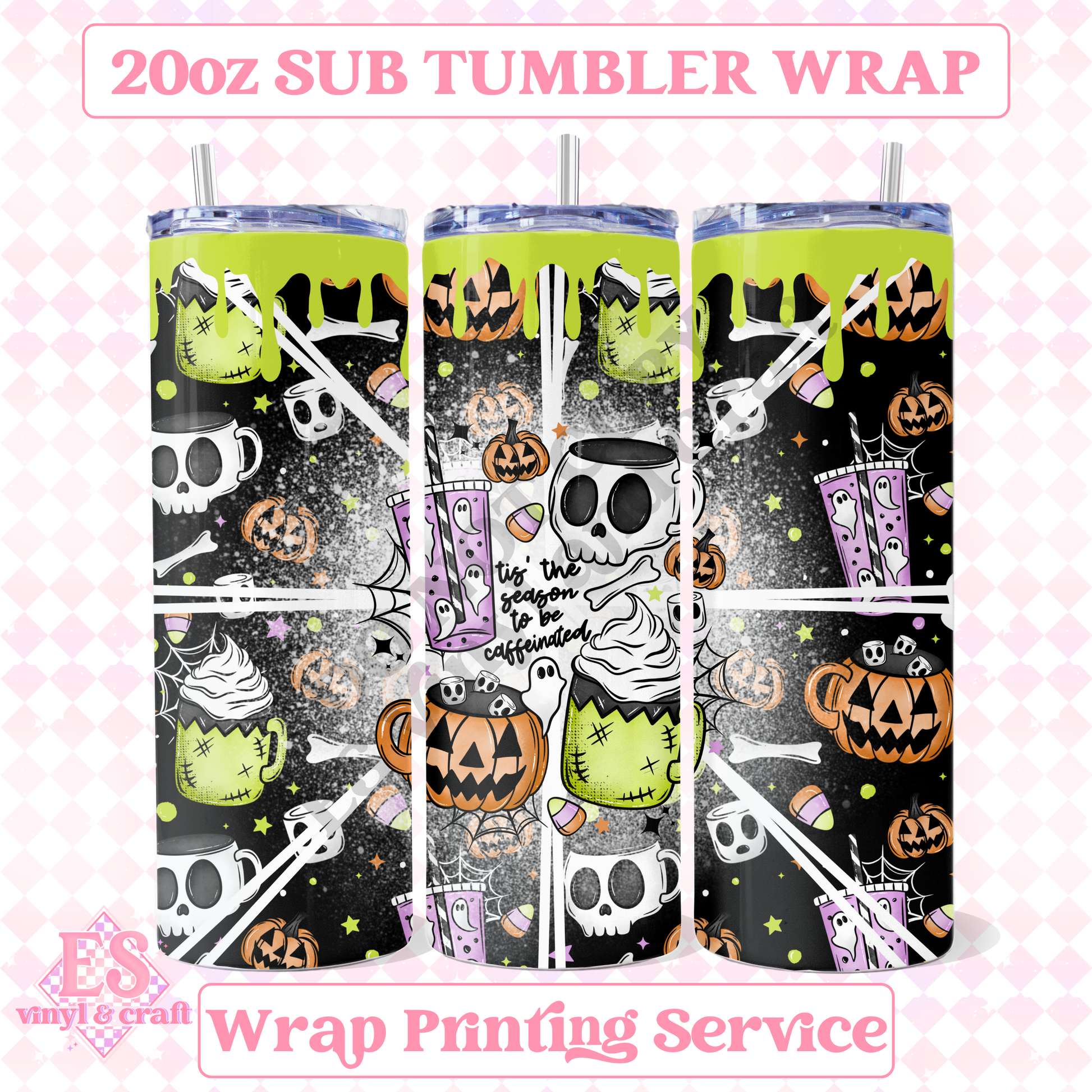 Tis the Season to be Caffeinated - Full 20oz Tumbler Sublimation Print image 0