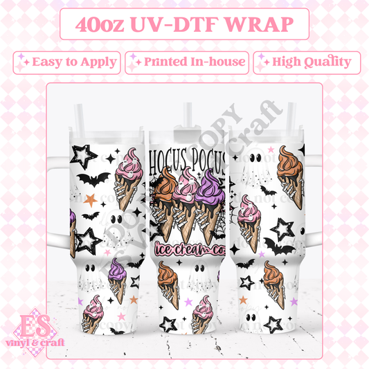 Hocus Pocus Ice Cream - 40oz Tumbler Wraps - UV-DTF (2 Wraps - Top and Bo image 0