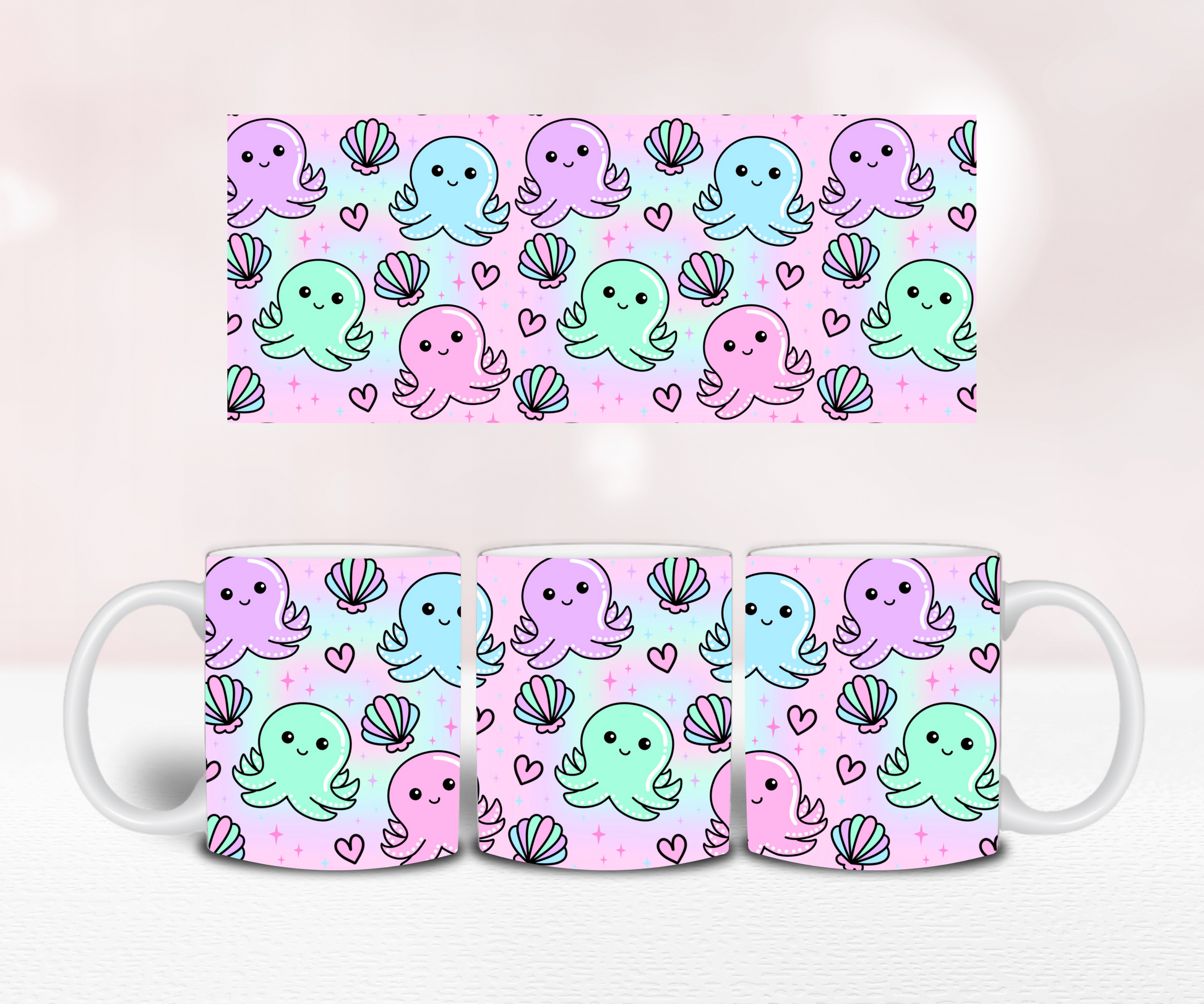 Octopus Seamless - Pre Printed Sublimation 11oz or 20oz Wrap image 1