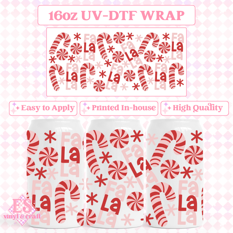 Fa La La Christmas - UVDTF 16oz Libbey Can Wrap image 0