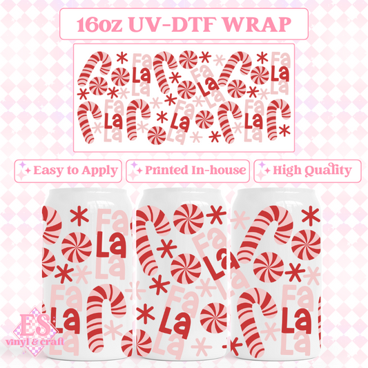 Fa La La Christmas - UVDTF 16oz Libbey Can Wrap image 0