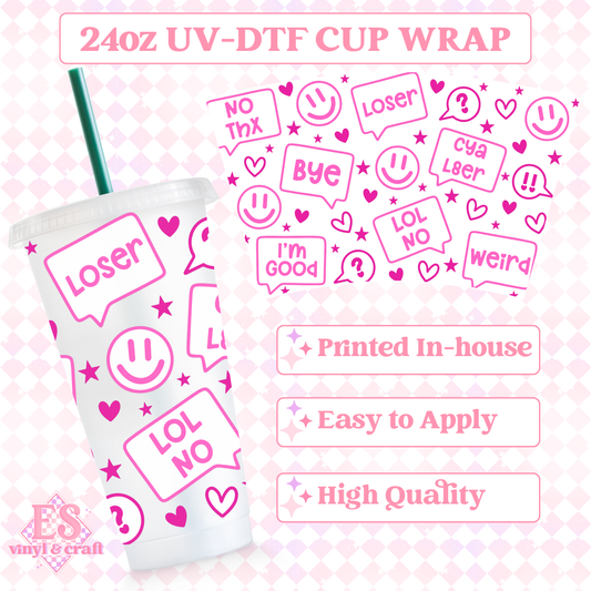 Text Bubbles - UVDTF 24oz Cold Cup Wrap image 0