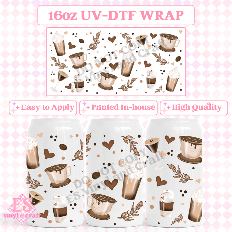 Coffee - 16oz Beer Can / Libbey UV-DTF Transfer image 0