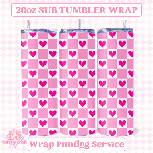 Heart Checkerboard (3 Colour Options) - Full 20oz Tumbler Sublimation Print image 0
