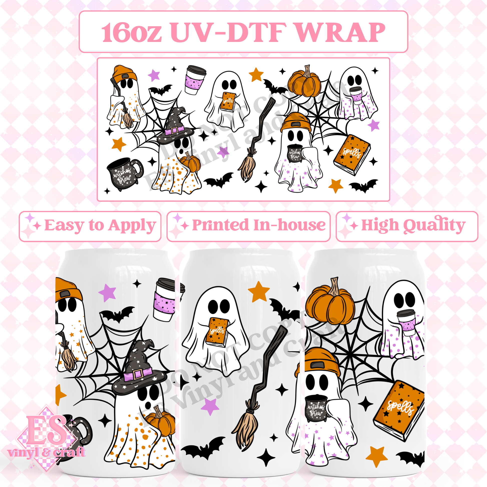 Halloween Ghosts - 16oz Beer Can / Libbey UV-DTF Transfer image 0