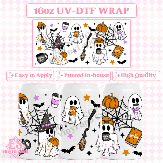 Halloween Ghosts - 16oz Beer Can / Libbey UV-DTF Transfer image 0