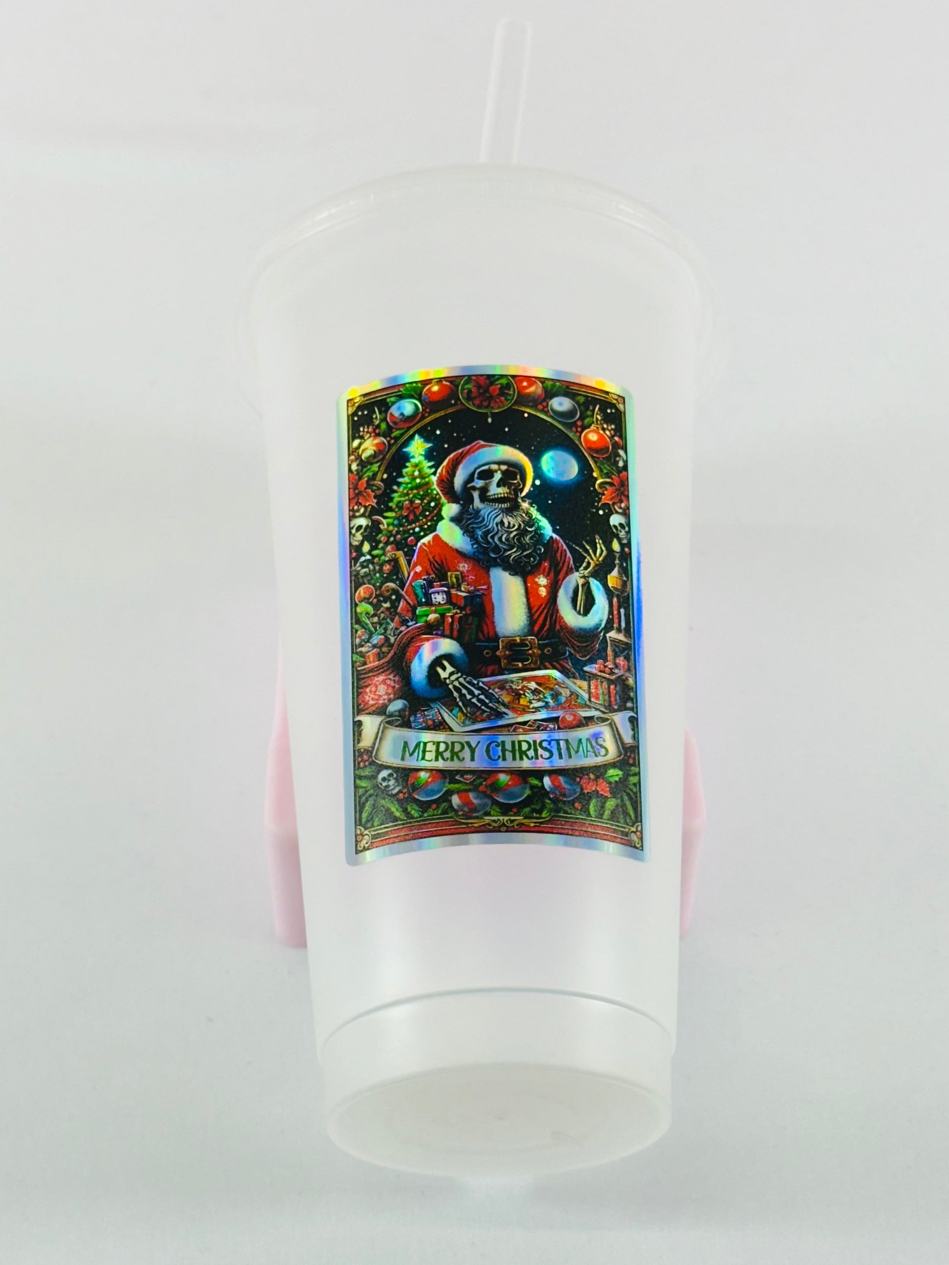 Christmas Tarot Card Decals - Holographic Rainbow Silver image 1