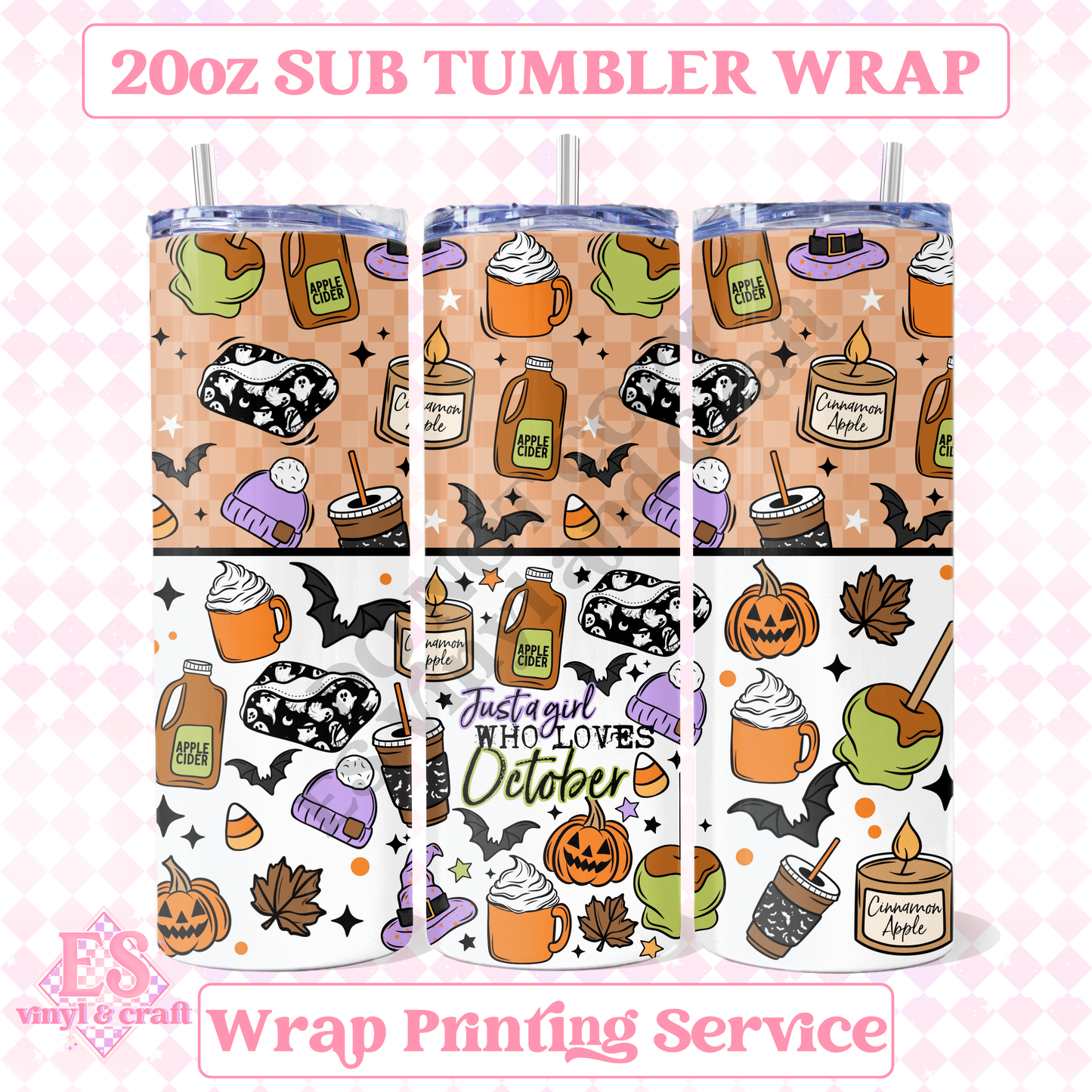 Just a Girl Who Loves October - Full 20oz Tumbler Sublimation Print image 0