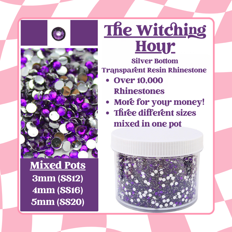 Rhinestone Mixed Pots - Silver Bottom Transparent Series (3mm, 4mm, 5mm) 100g image 4