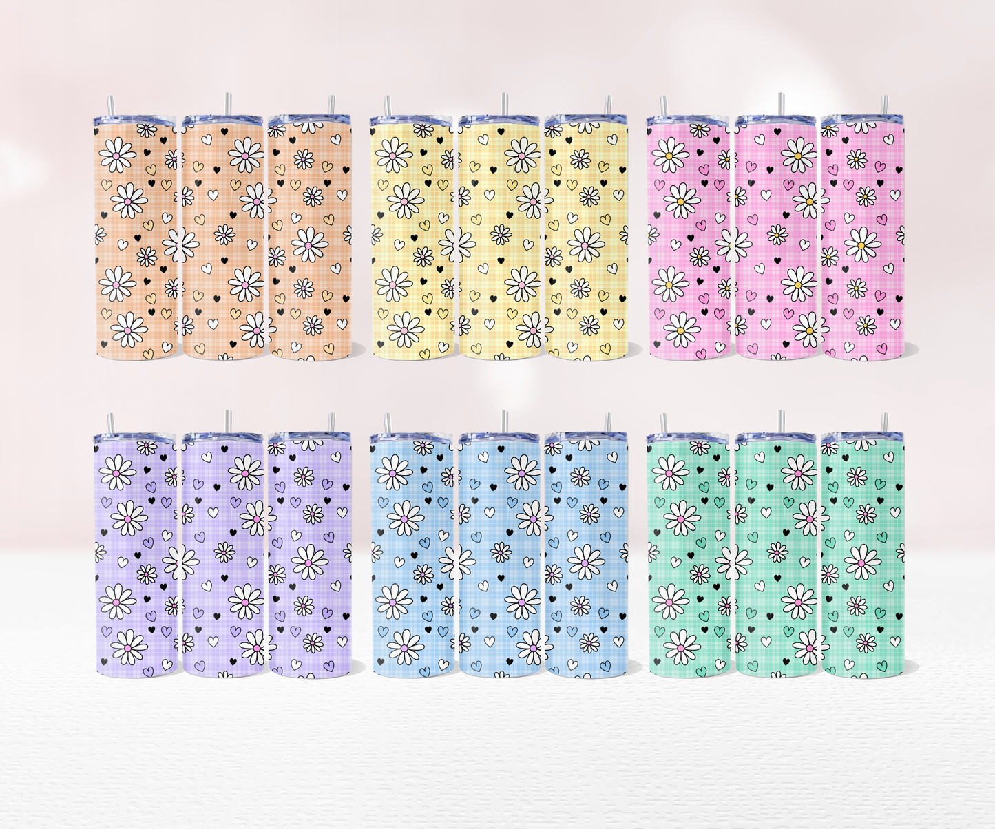 Daisy Seamless - Full 20oz Tumbler Sublimation Ready To Press Wrap image 0