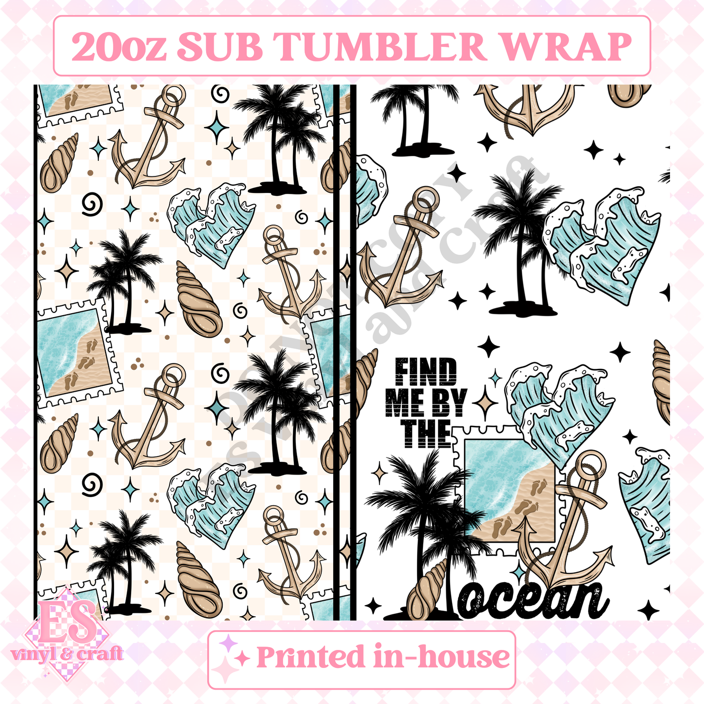 By the Ocean - Full 20oz Tumbler Sublimation Print image 1