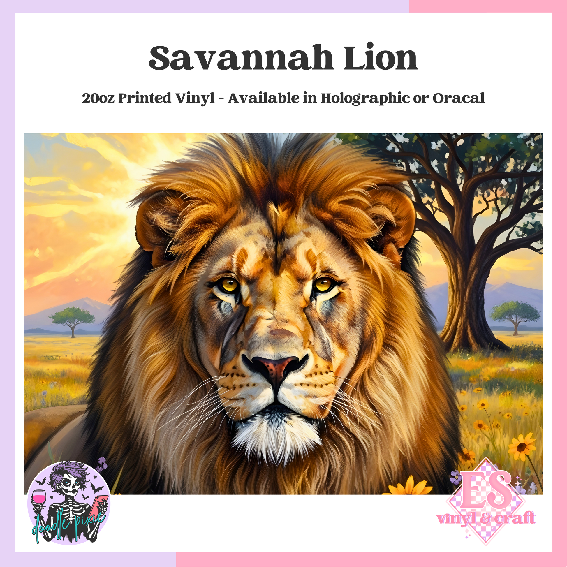 Savannah Lion - 20oz Printed Tumbler Self Adhesive Vinyl image 0