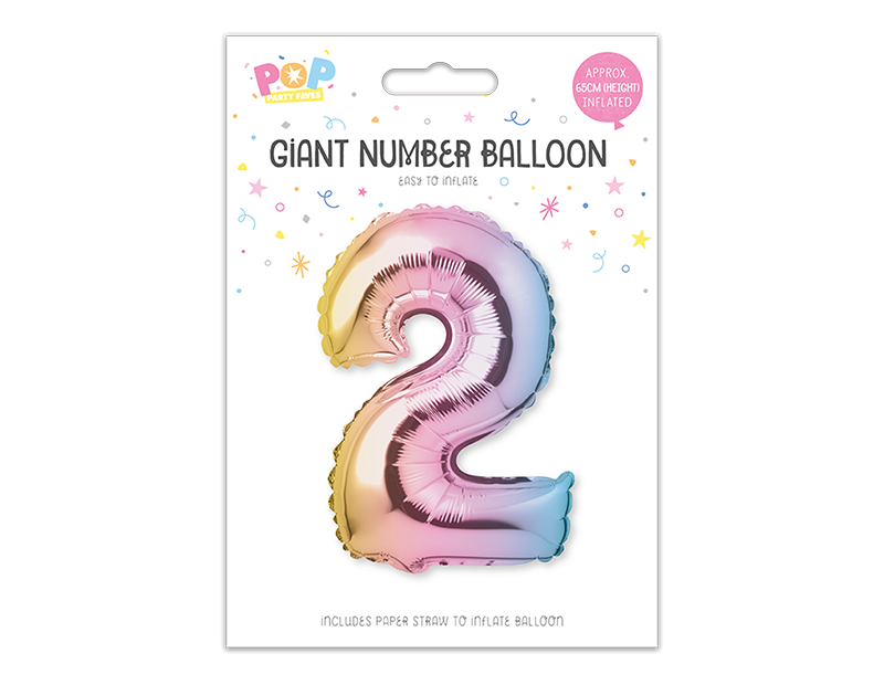 Multicoloured Foil Number Balloon 65cm image 2