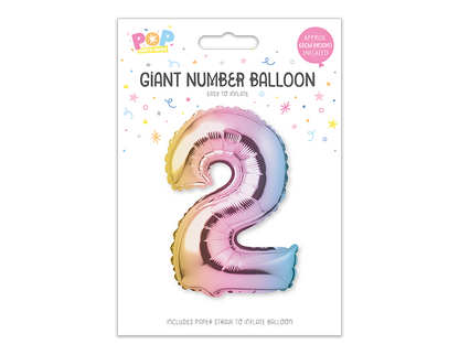 Multicoloured Foil Number Balloon 65cm image 2