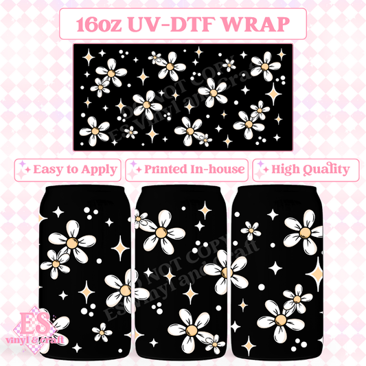 Daisy (White) - 16oz Beer Can / Libbey UV-DTF image 0
