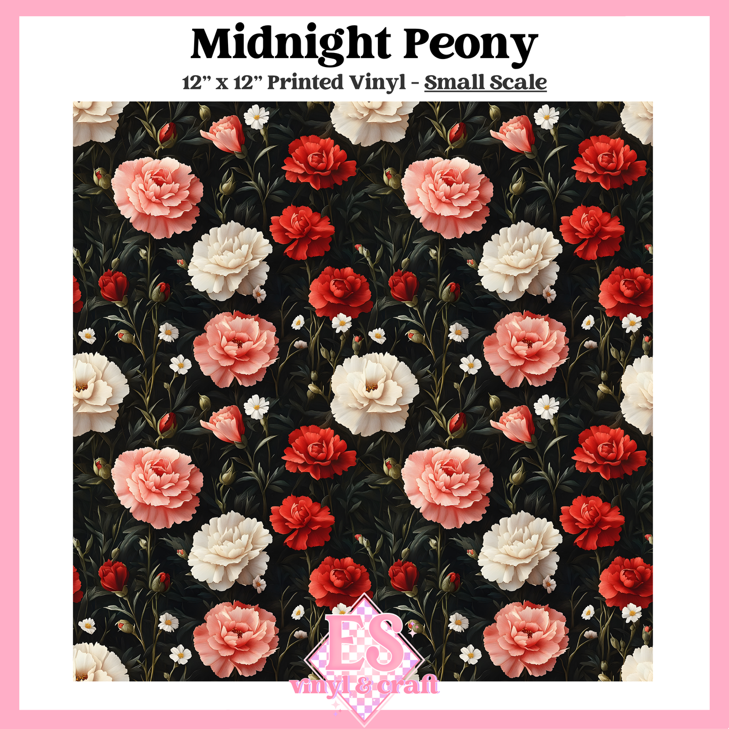 Midnight Peony - Small or Large Scale Options - 12" x 12" Sheet image 1