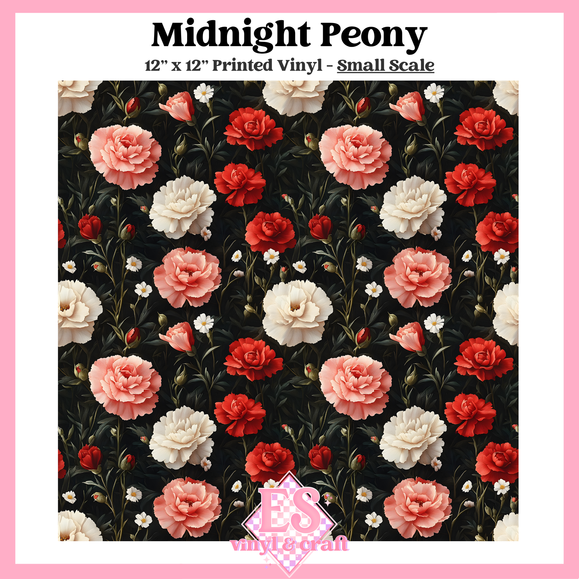 Midnight Peony - Small or Large Scale Options - 12" x 12" Sheet image 1