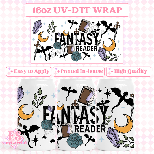 Fantasy Reader - 16oz Beer Can / Libbey UV-DTF Transfer image 0