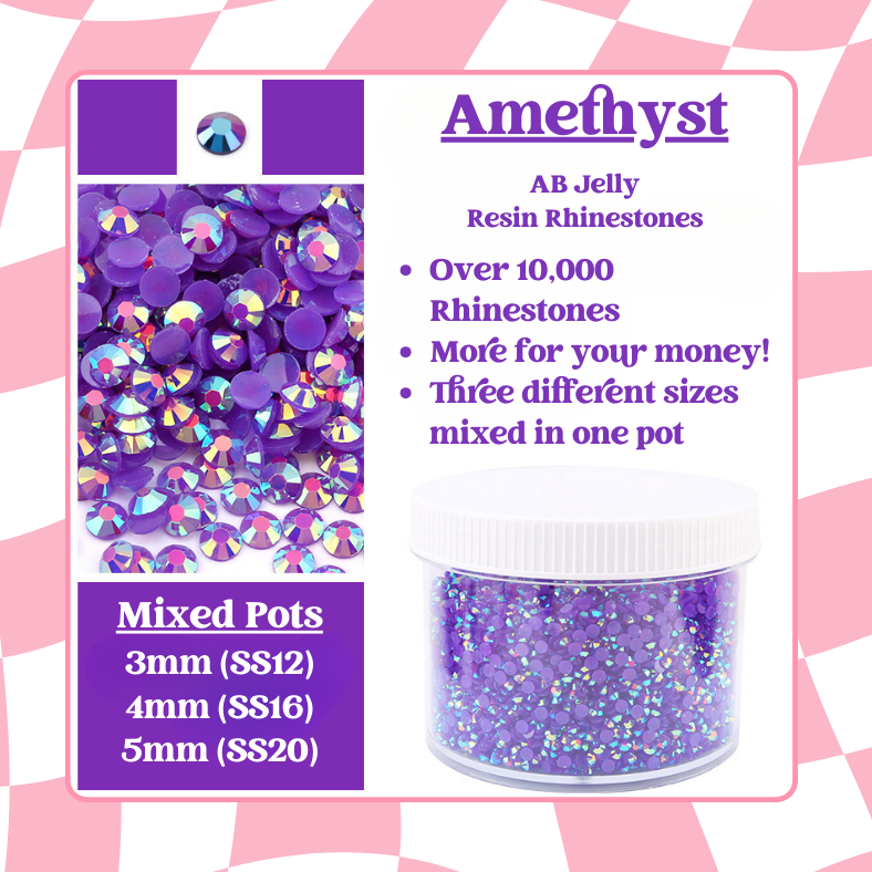 Rhinestone Mixed Pots - AB Jelly Rhinestones (3mm, 4mm, 5mm) 100g image 8