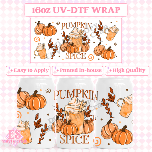 Pumpkin Spice - 16oz Beer Can / Libbey UV-DTF image 0