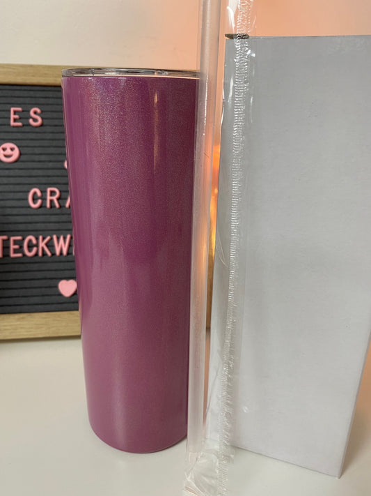 20oz Medium Pink Glitter Sublimation Tumbler image 0