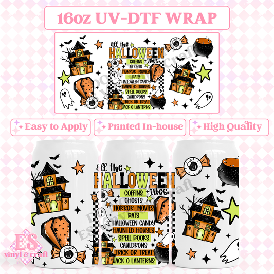 All The Halloween Vibes - 16oz Beer Can / Libbey UV-DTF Transfer image 0
