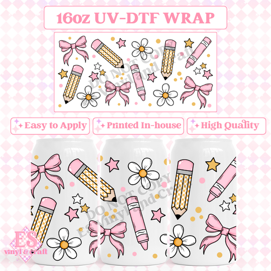 School Pink - 16oz Beer Can / Libbey UV-DTF Transfer image 0