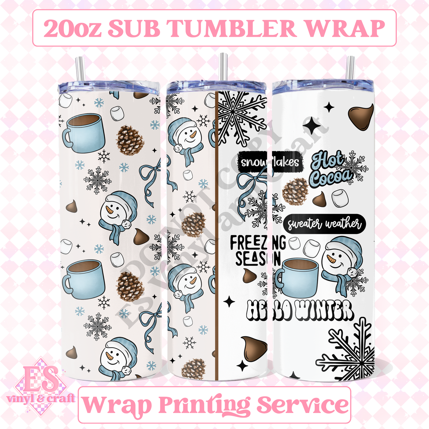 Hello Winter - Full 20oz Tumbler Sublimation Print image 0